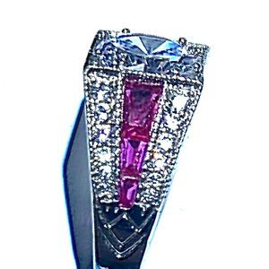 Ruby and cubic zirconium ring